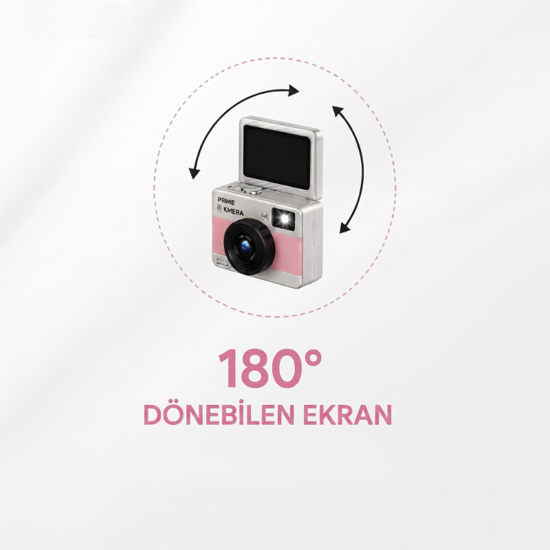 Mini Dijital Retro Kamera - Dönebilen Ekran - Flaşlı  - 2